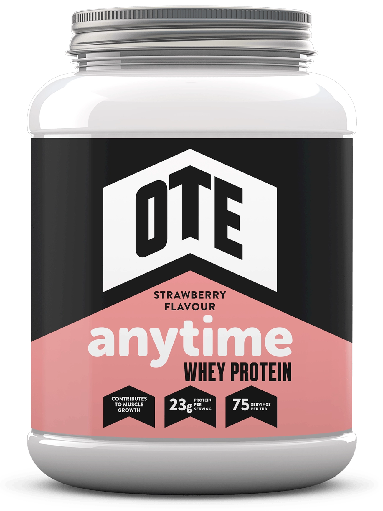 OTE Sports Strawberry Anytime Whey Protein Tub