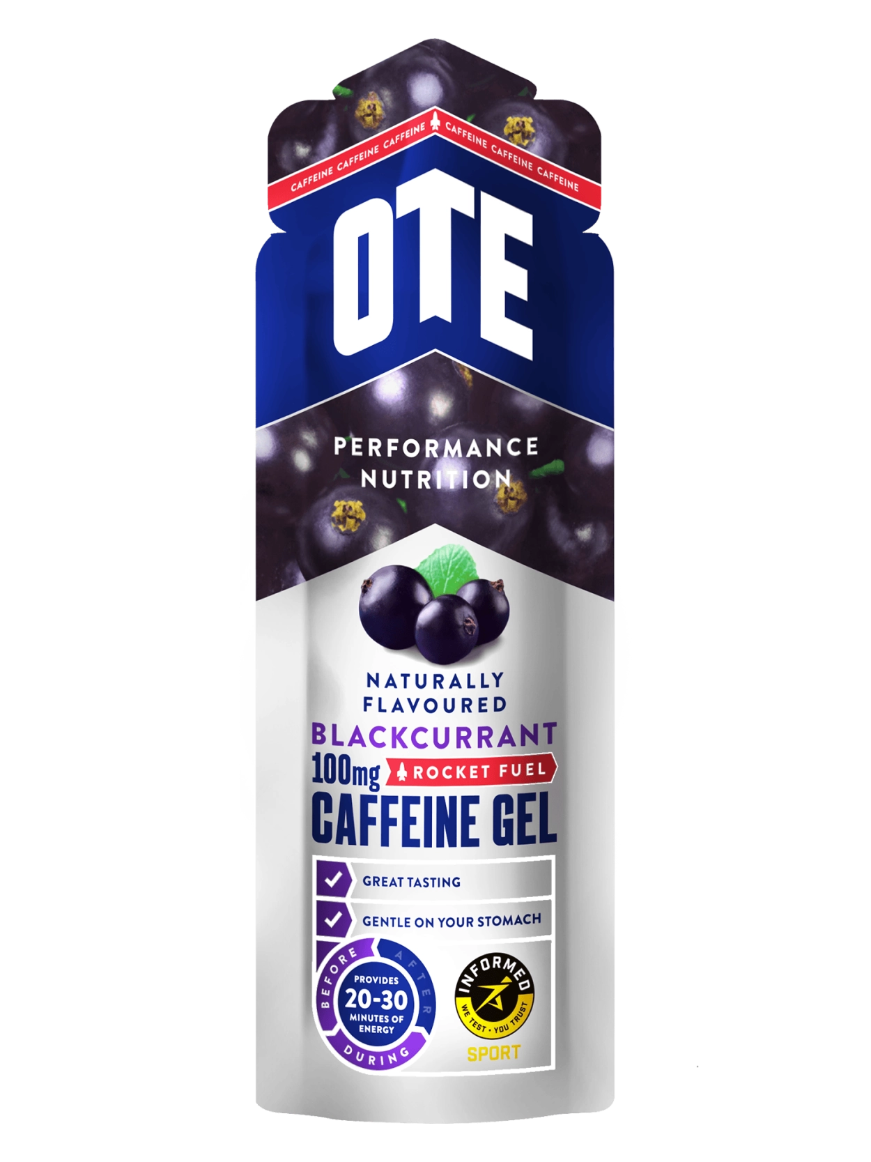 OTE Sports blackcurrant caffeine energy gel - gel sachet for energy - for athletes